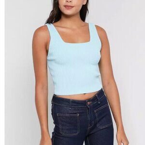 Cotton On Curve Ottoman Square neck Tank Aqua Wave NWT